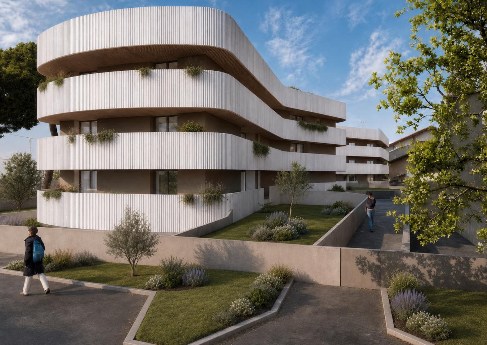 Vista esterna diurna del complesso Loop Living