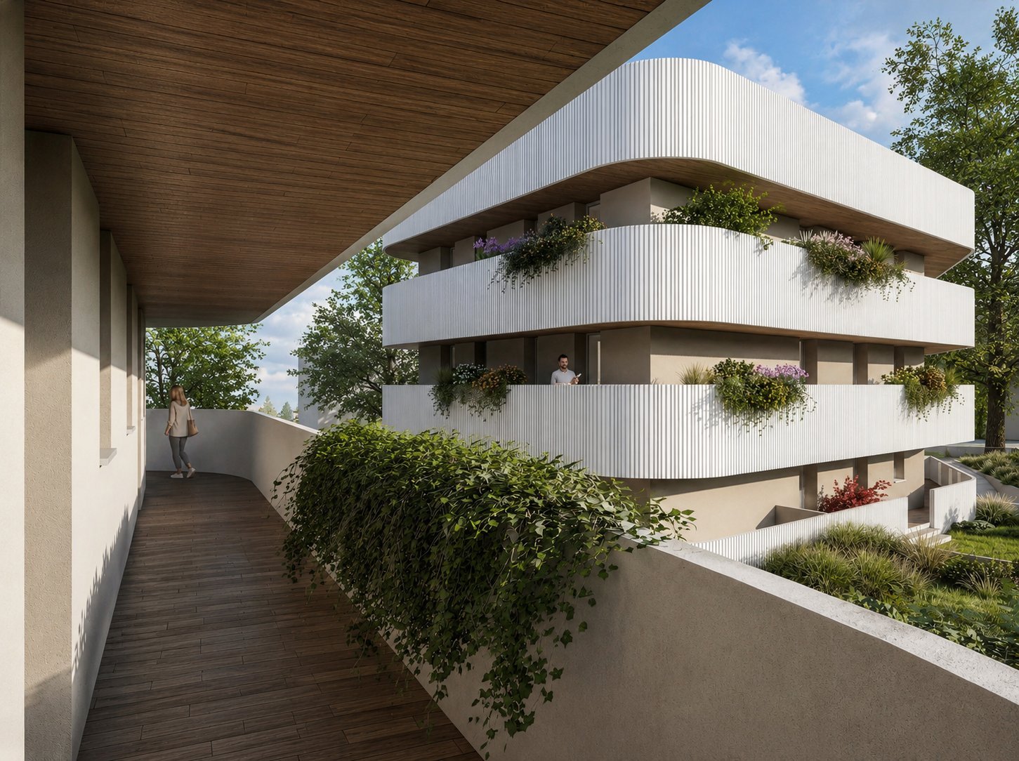 Render esterno - affaccio dalla terrazza sul complesso